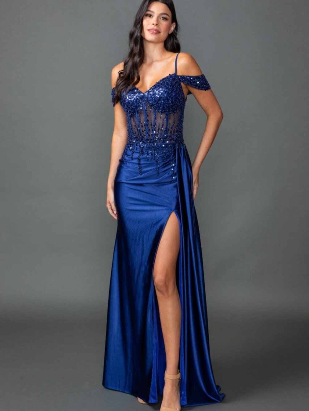 NEW ROSE-GOLD Evening Gown Floor Length Formal Elegant Stunning 4551